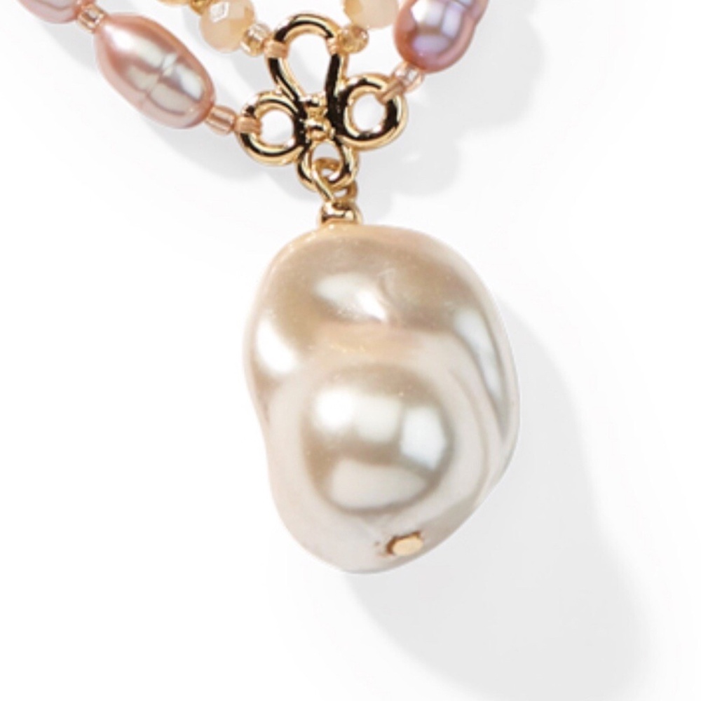 NEW Park Lane Luna Genuine Freshwater Pearls & Glass Pearls Pink Necklace - Picture 4 of 15